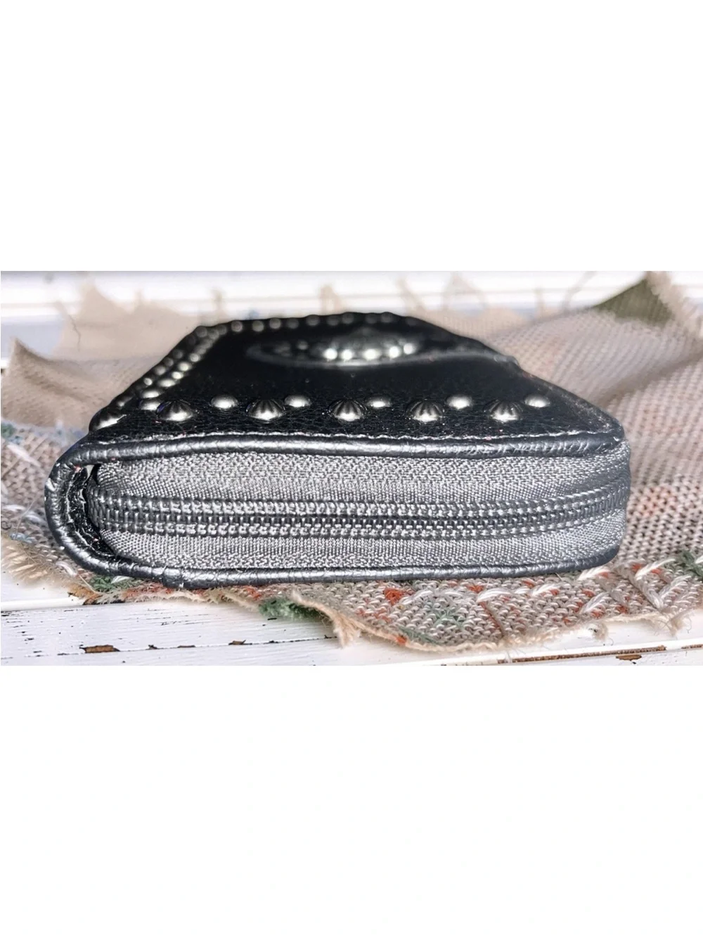 Montana West Black Studded Southwestern Western Black Leather Wallet Brand New